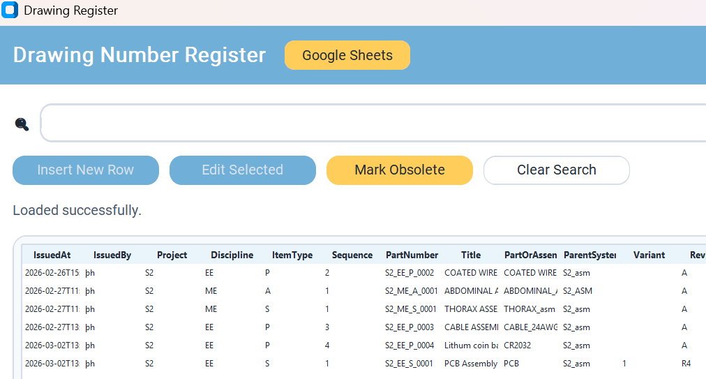 Data sheet interface for import and DMR export actions
